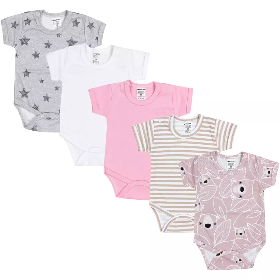 TupTam Mädchen Baby Body Kurzarm 5er Pack beigerosa