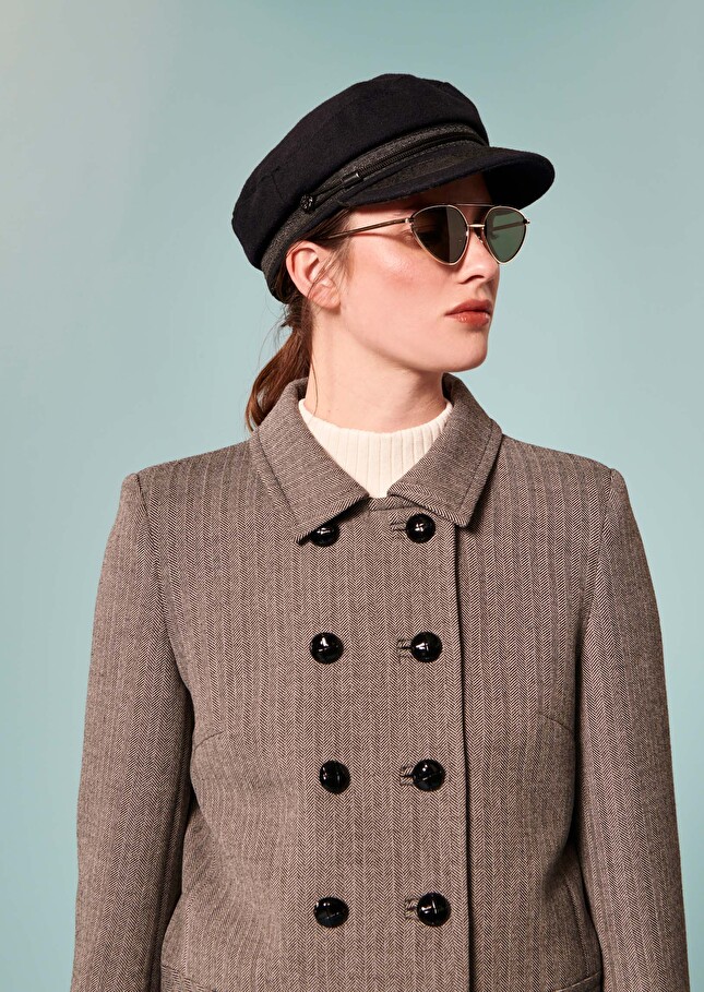 Veste Virginiagrise en laine chevrons