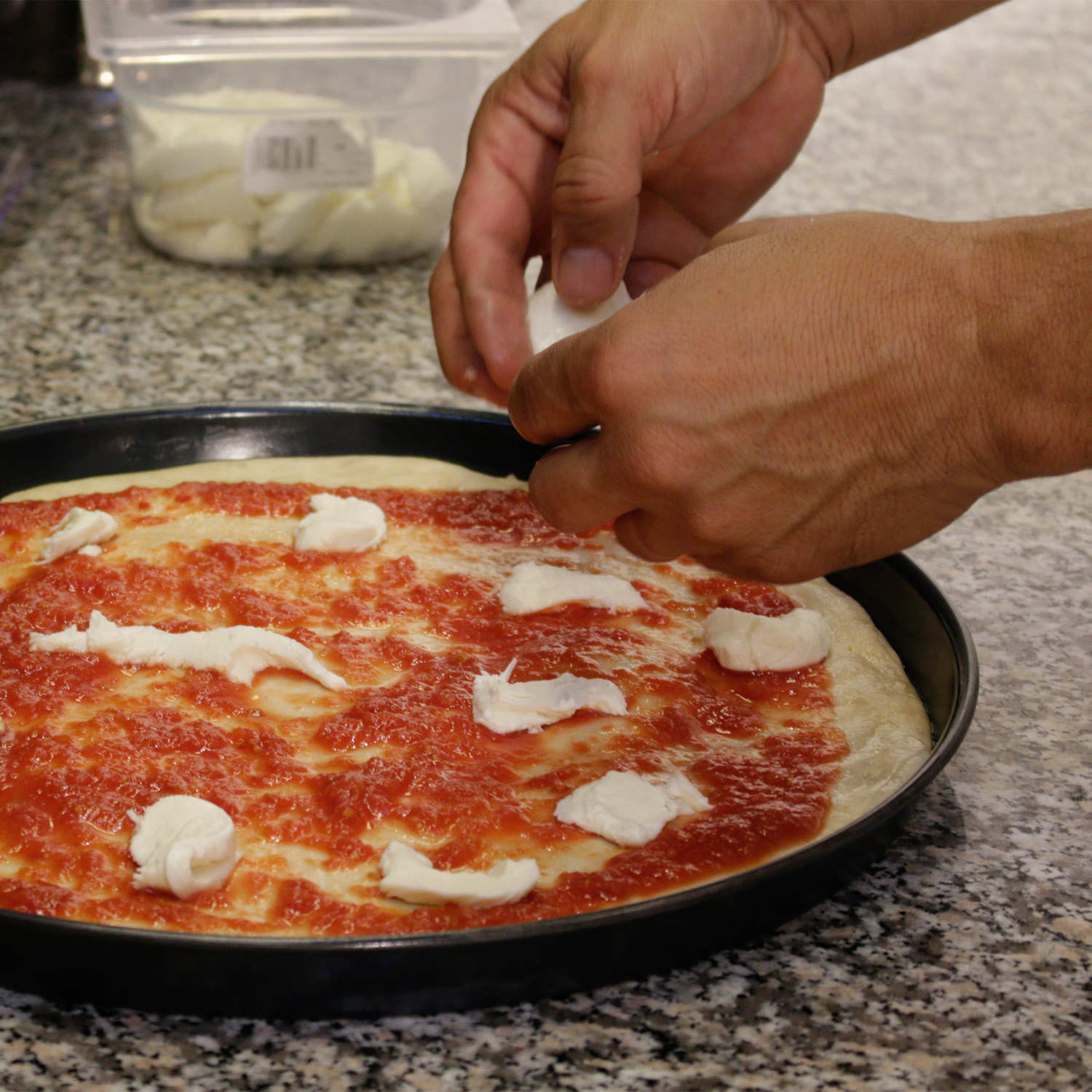 Moule à pizza en tôle bleuie (Teglia Tonda pour Padellino) - Diamètre en haut 26cm