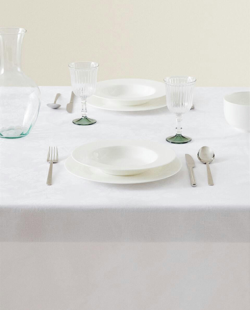 TOALHA DE MESA FLORAL JACQUARD