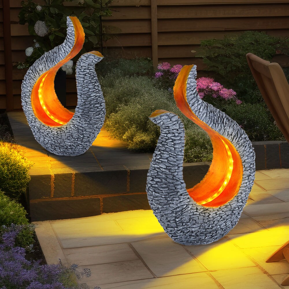 LED Solarleuchte, Skulptur, grau, gold