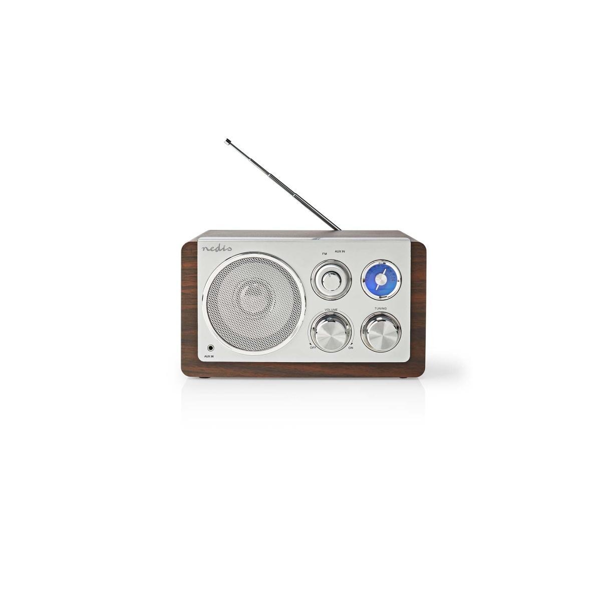 Nedis FM-radio | Bord design | FM | Nettstrøm drevet | Analog | 15 W | IP20 | Brun