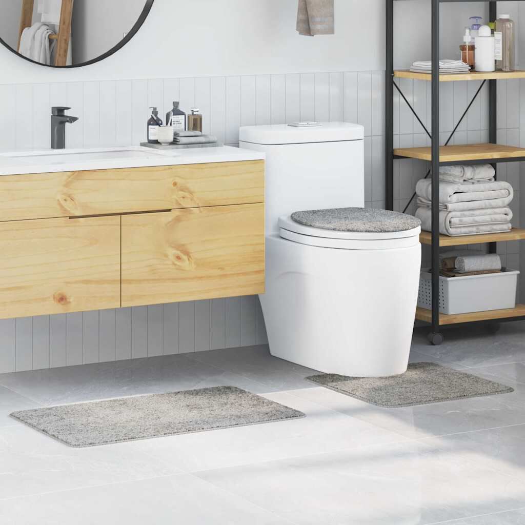 vidaXL Antislip badmattenset 3-delig grijs 50 x 50 cm
