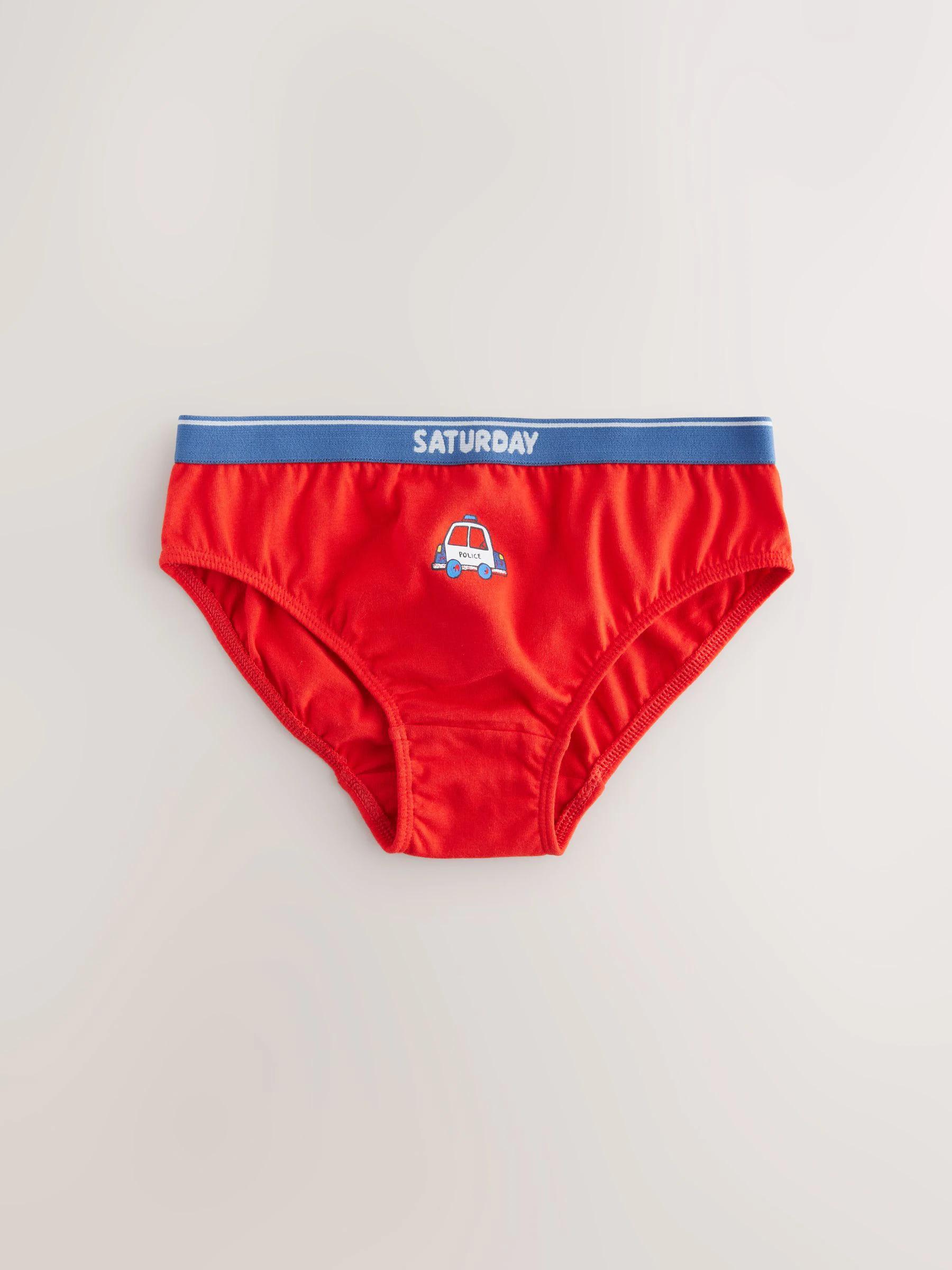 Rood/blauw met hulpvoertuigenprint - Set van 7 katoenen slips (1,5-10jr)