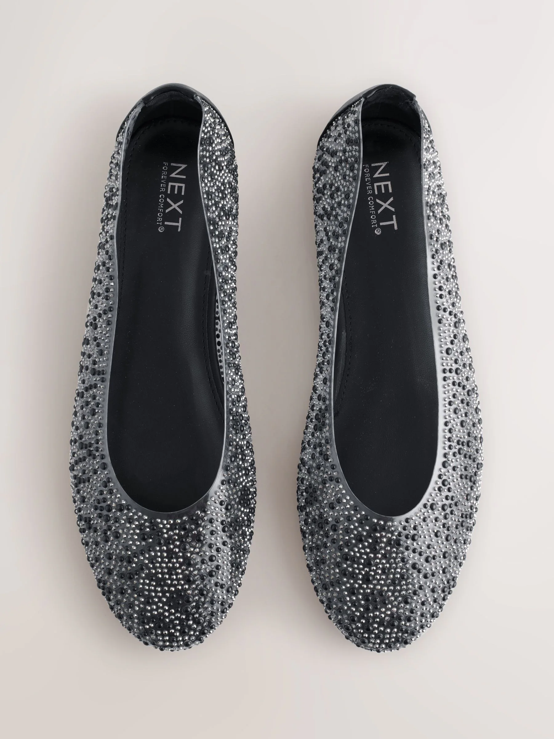 Zwart - Round Toe Jewel Vinyl Ballerinas