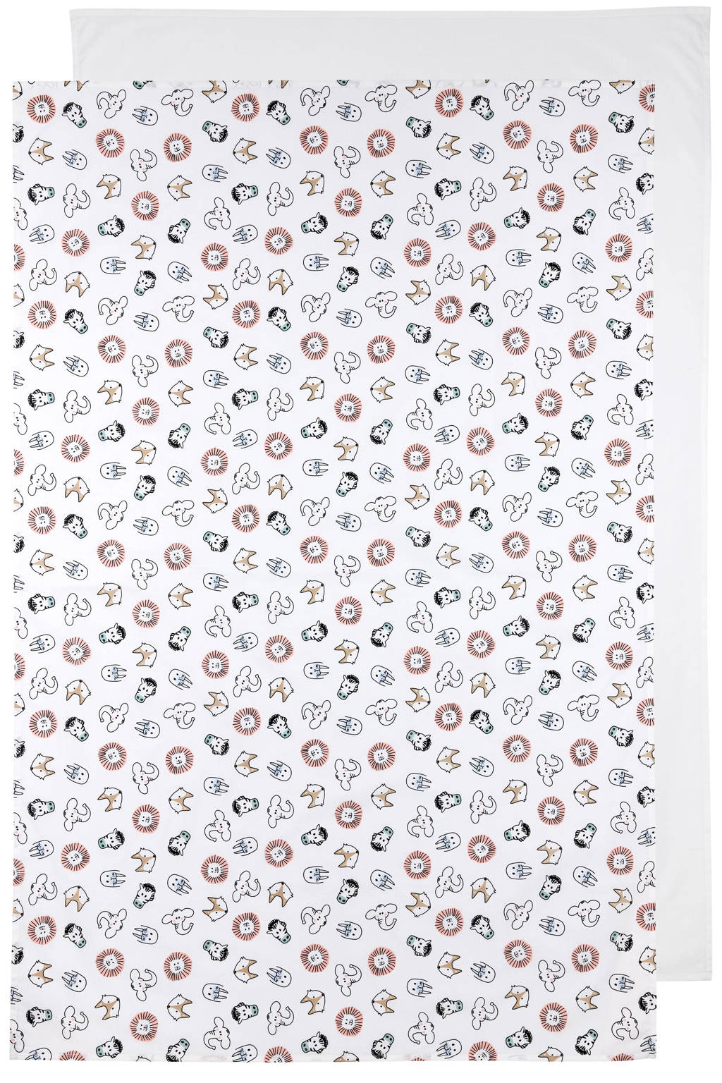 baby ledikantlaken Animal/Uni - set van 2 100x150 cm wit/multi