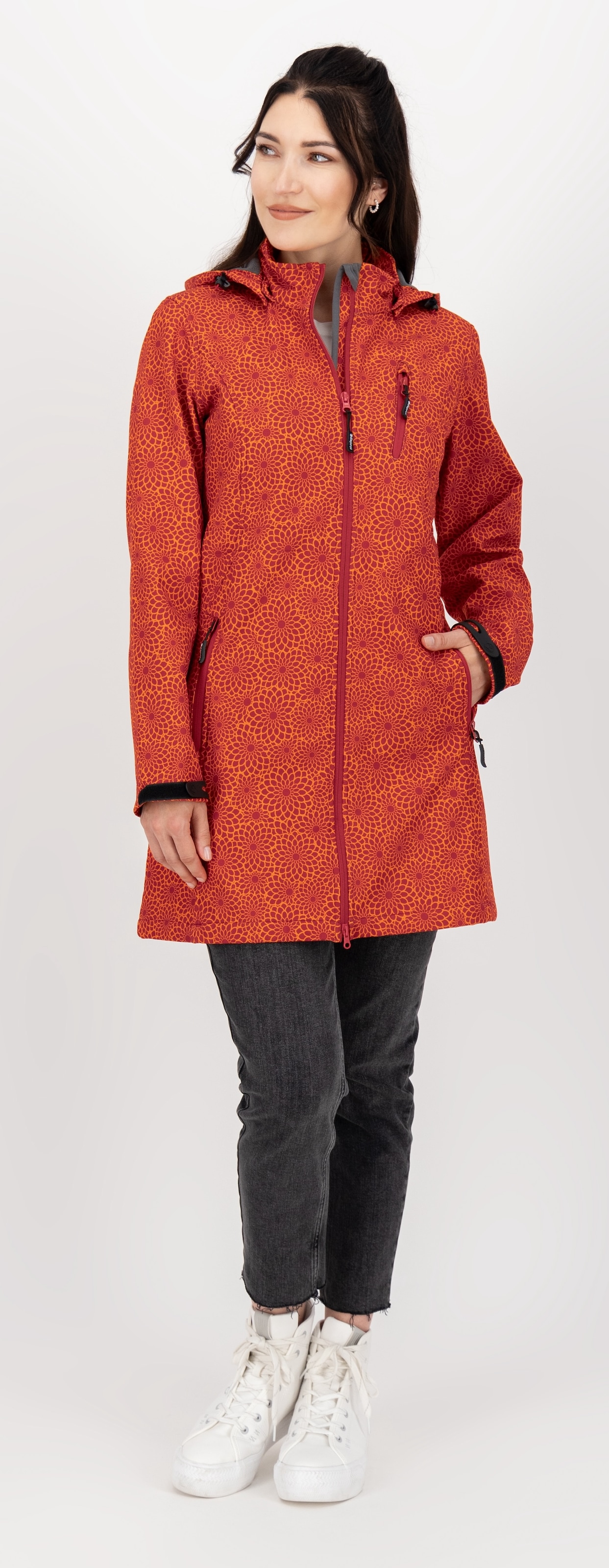 DEPROC Active Softshelljacke »SHELBY LONG« leichter Softshell Kurzmantel mit abnehmbarer Kapuze