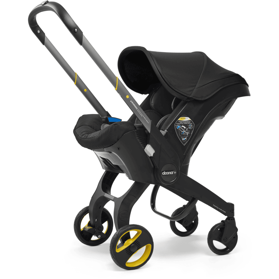 doona Babyschale Nitro Black  schwarz mit voll integriertem Fahrgestell, 2 in 1