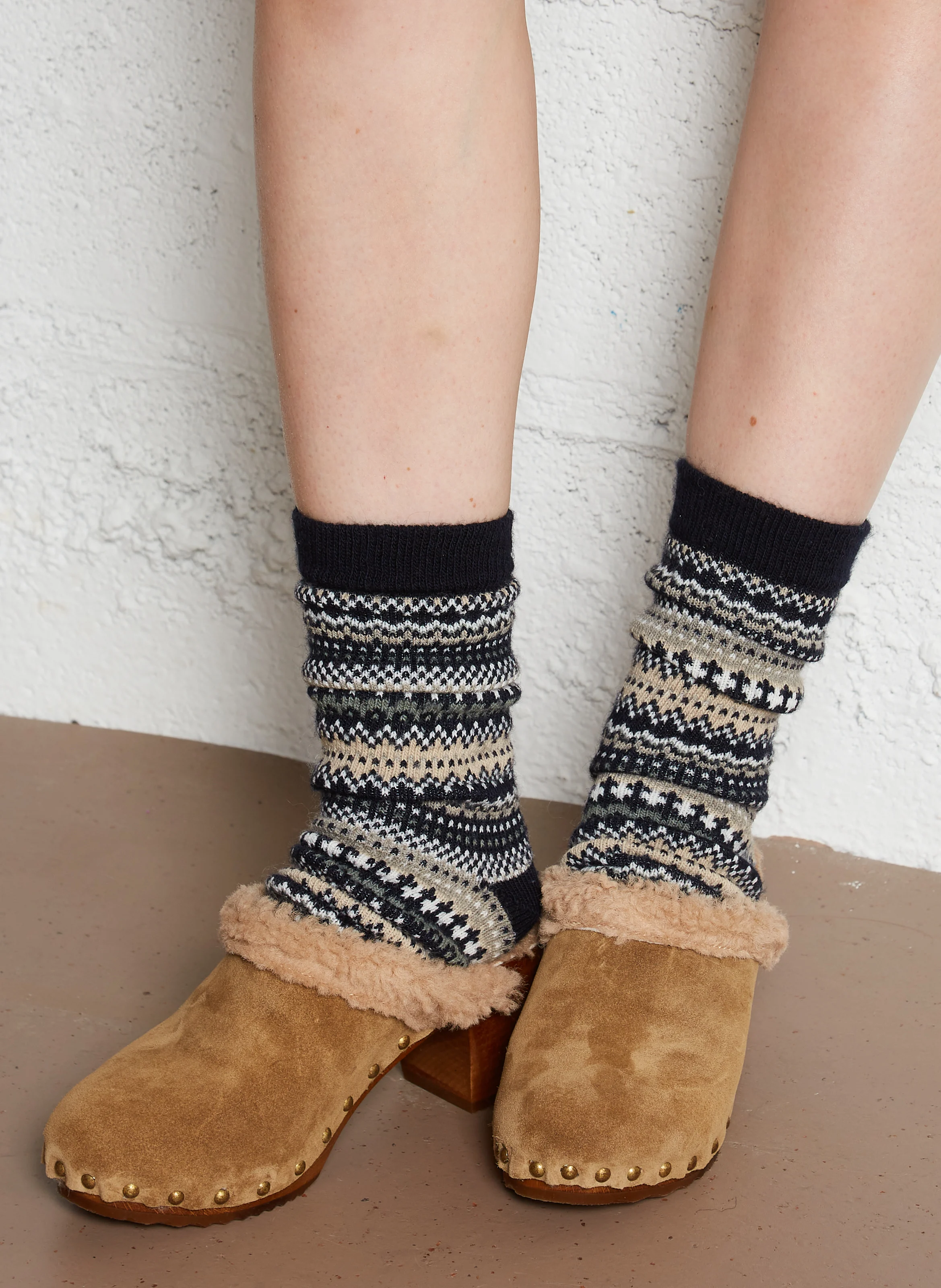 CANDICE - Sabot fourré en cuir| Beige
