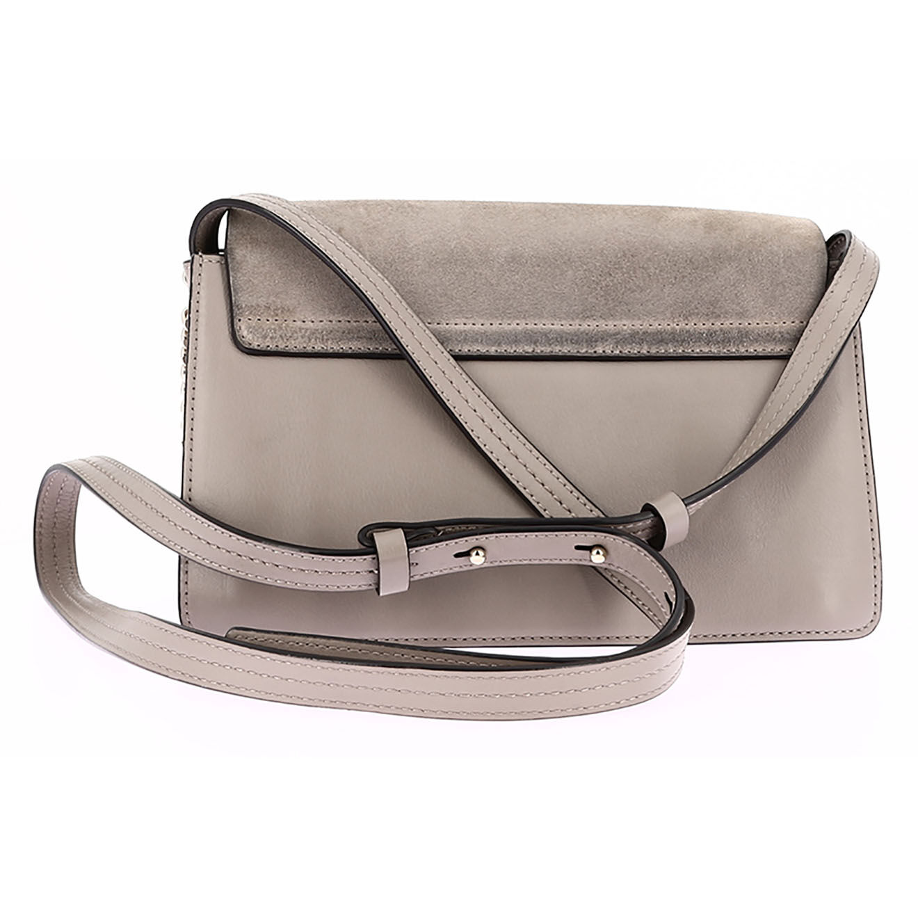 Chloé Sac bandoulière Faye en Velours de Cuir taupe - Bon état - L.23 cm