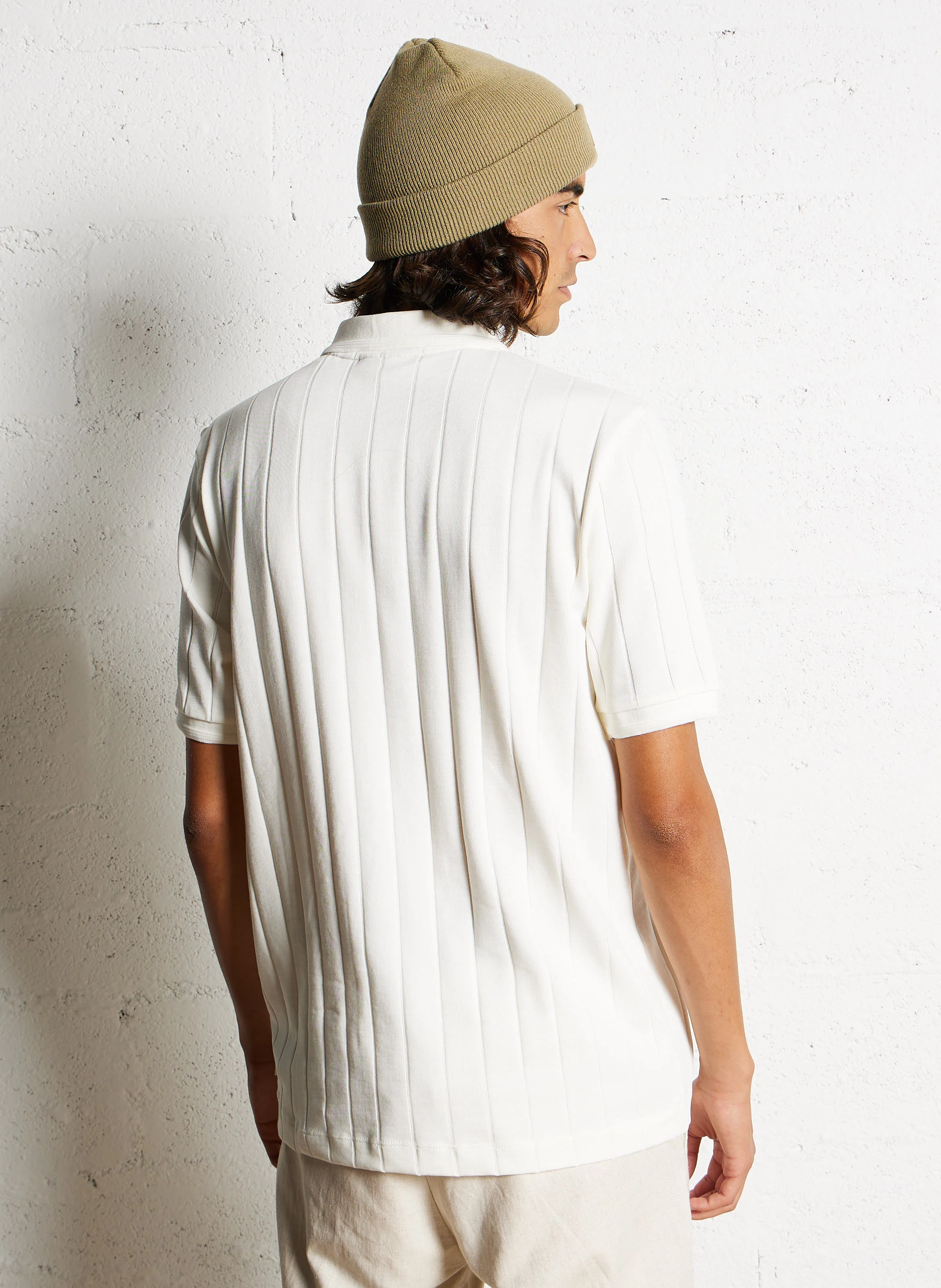 Polo droit en coton mélangé | Beige