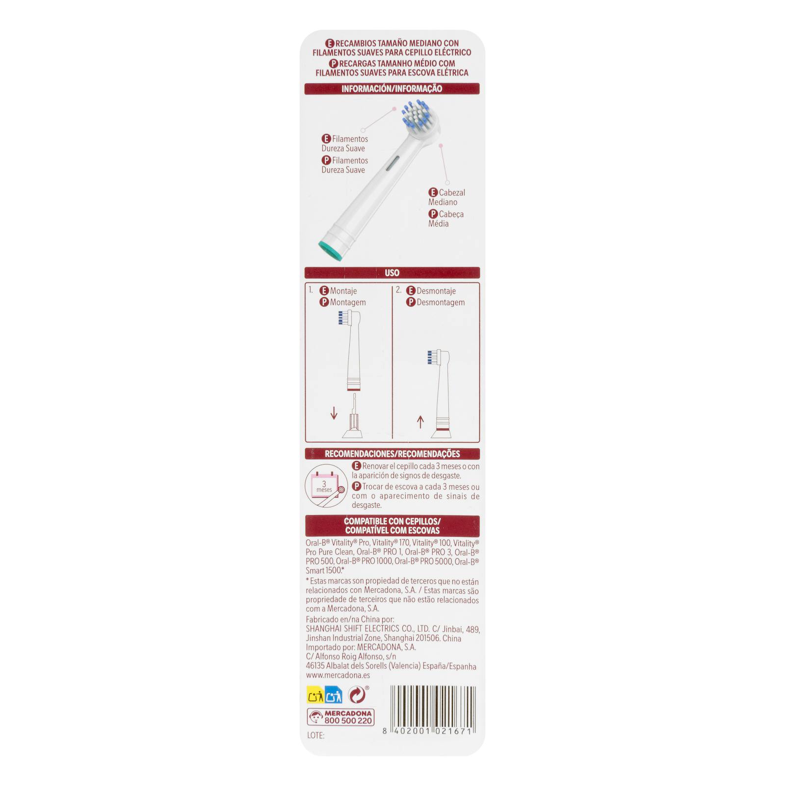 Recharges pour brosse à dents électrique Deliplus Sensitive, taille moyenne