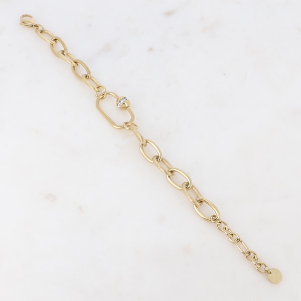 Bracelet - Acier inoxydable doré & strass