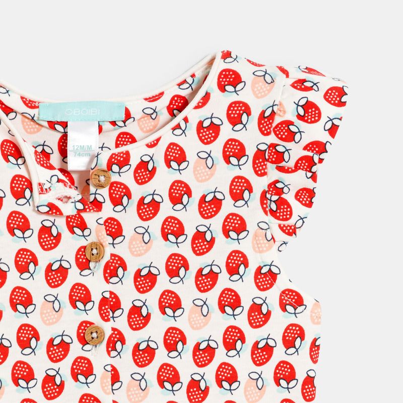 Combinaison courte fraises rouge bébé fille Orange