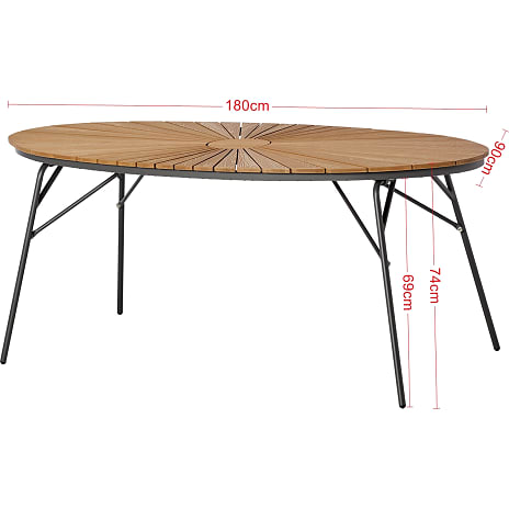 Kerteminde teak - nonwood havebord 180x90 cm, hvidt stel
