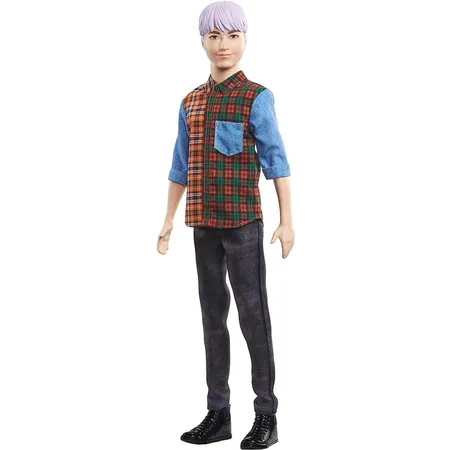 Barbie Ken Fashionistas Puppe mit Lila Haar, Anziehpuppe, Modepuppe