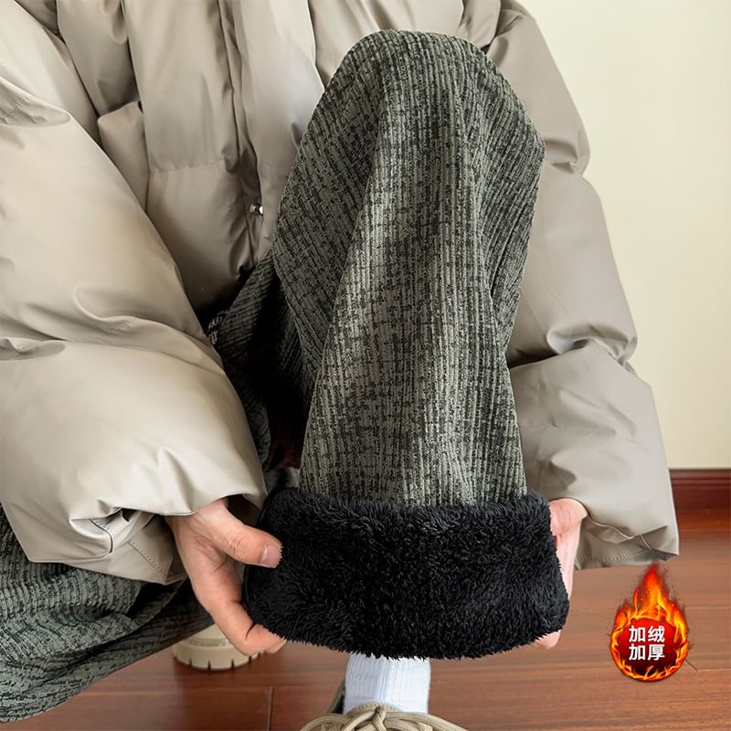 Obikan - Corduroy broek met trekkoord en patroonprint, gevoerd met fleece en rechte pijpen