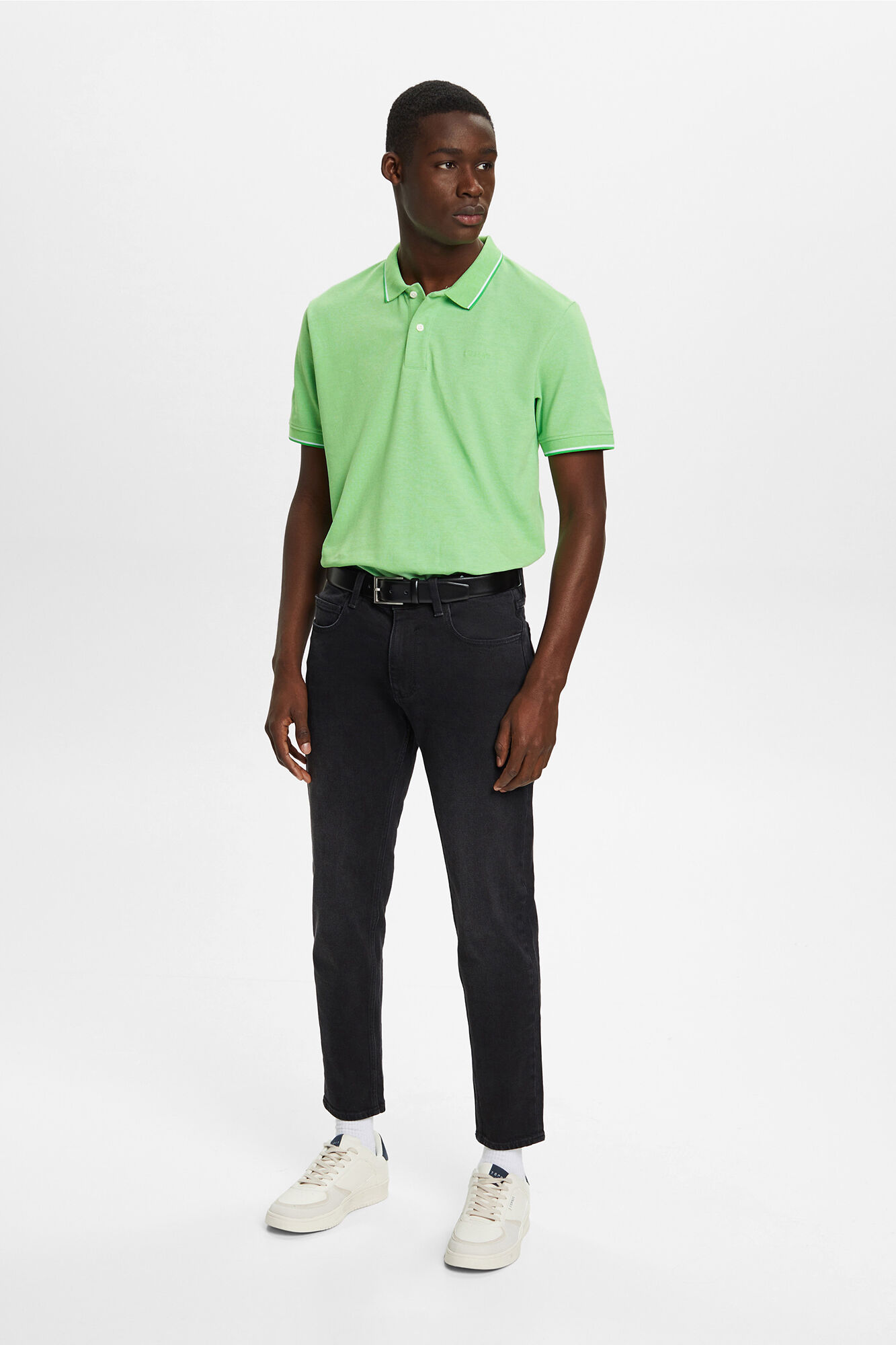 Camisa polo de piqué de algodão de manga curta - Verde
