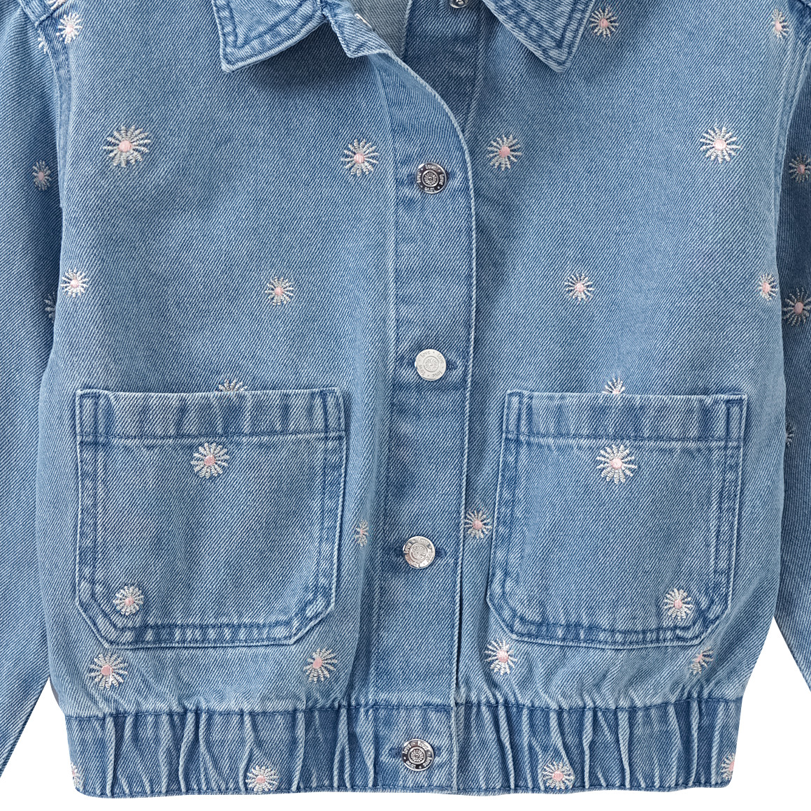 Yigga Mädchen Jeansjacke mit Stickerei hellblau