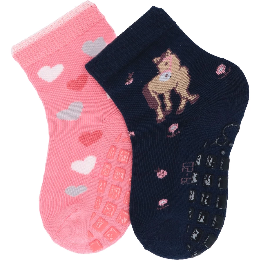 Sterntaler ABS-Söckchen Pferd + Herzen, 2er-Pack rosa