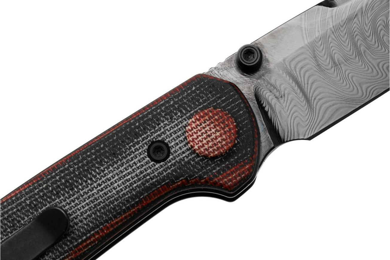 Reate PL-XT, DLC Damascus, Black/Red Micarta zakmes, Alvin Lee design