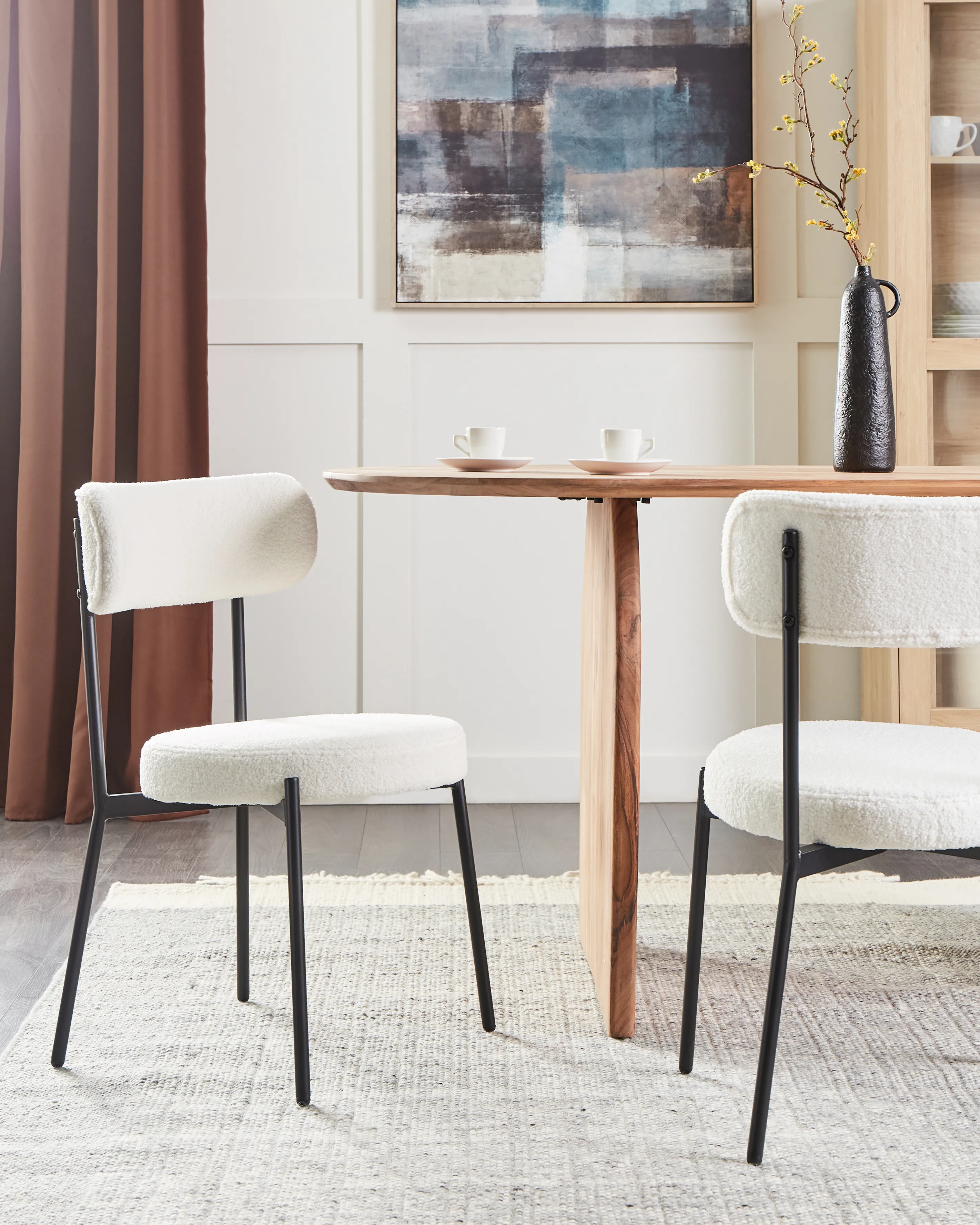 Set van 2 eetkamerstoelen ALLISON Bouclé Wit
