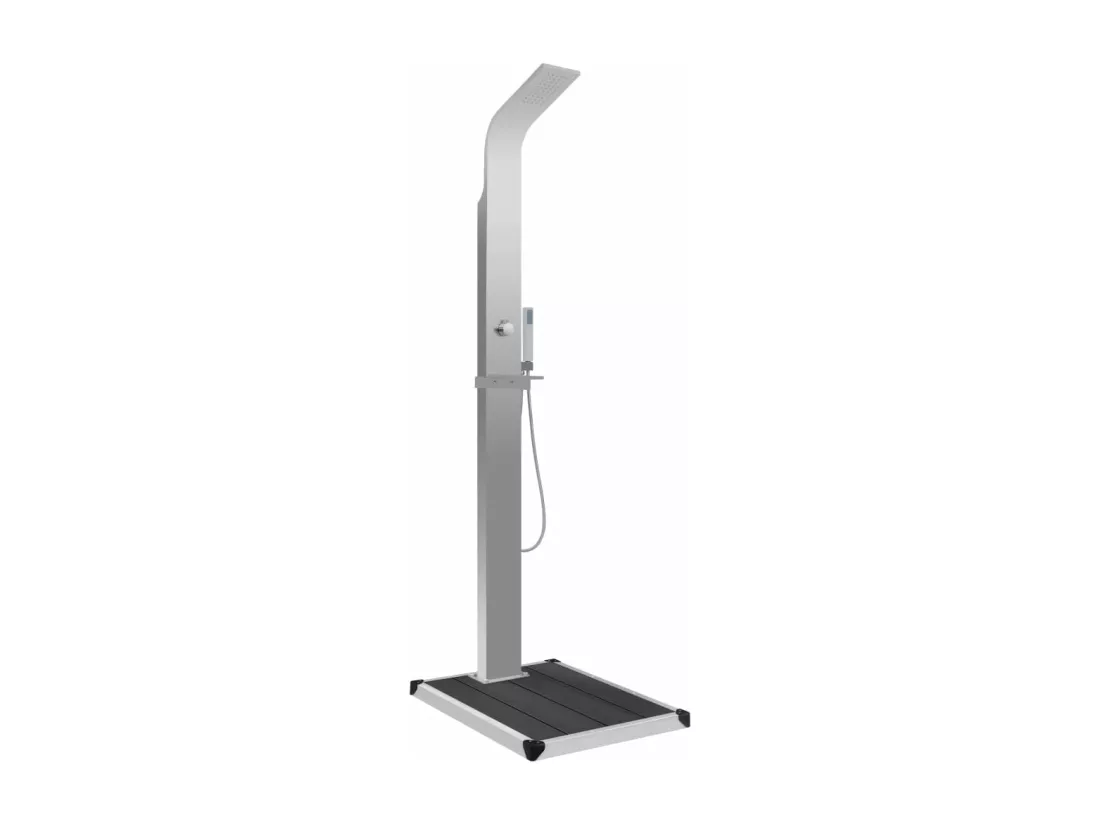 Prolenta Premium - Douche d'extérieur avec receveur de douche WPC Acier inoxydable