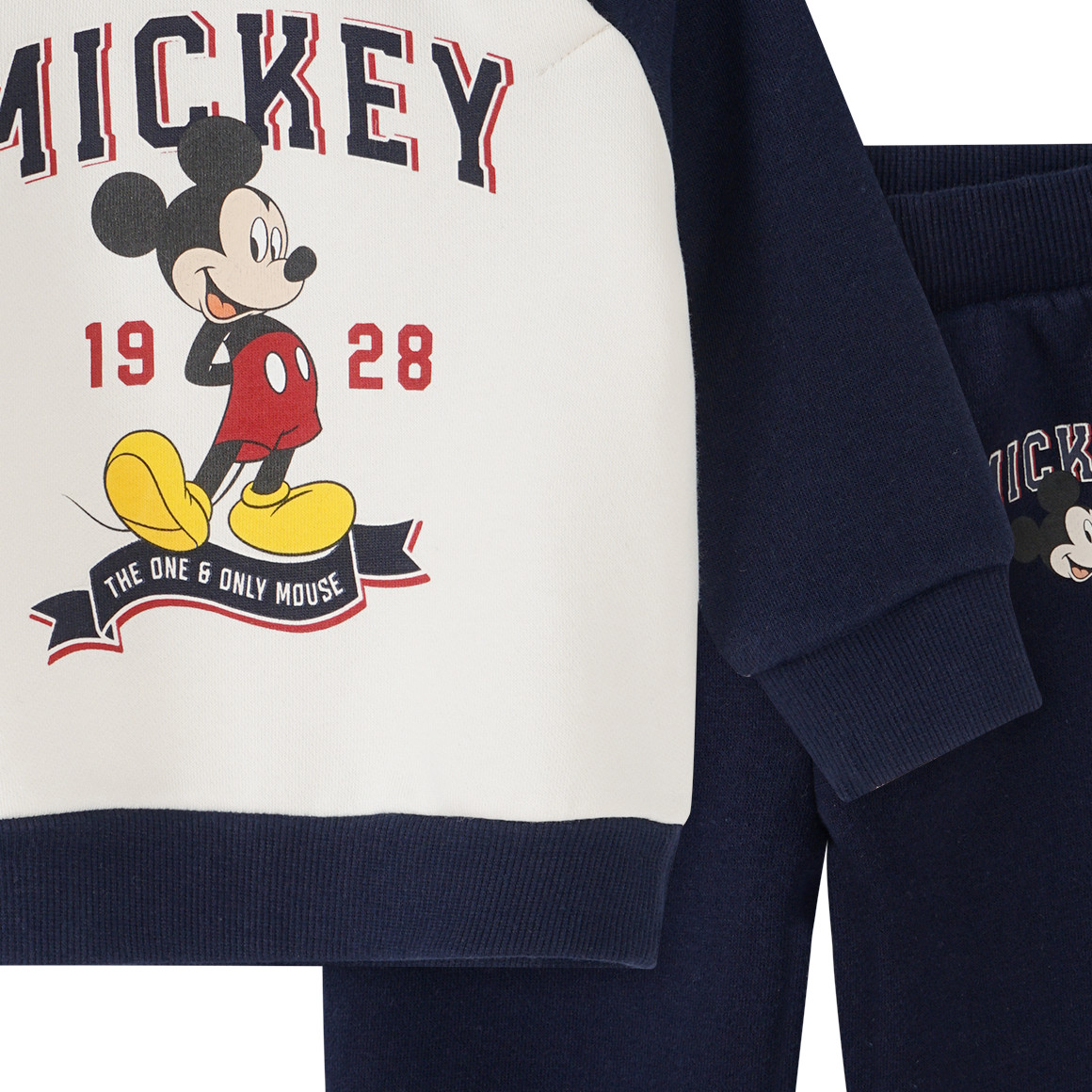 Topomini Micky Maus Sweatshirt und Jogginghose im Set dunkelblau / cremeweiss