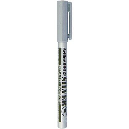 Marqueur artline permanent pointe fine conique 1.2mm tous supports corps métal encre pigmentée résiste eau argent