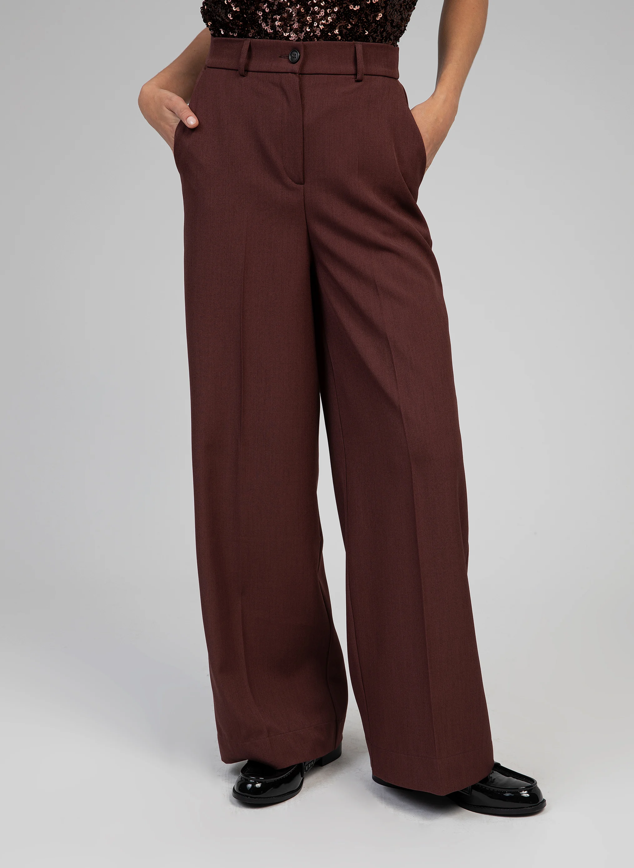 PERLINA - Pantalon large | Marron