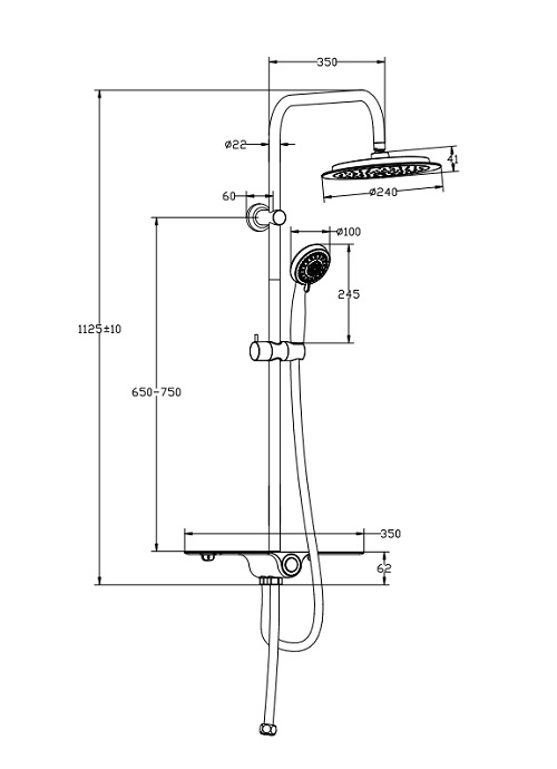 Schutte Aquastar douchesysteem chroom/wit