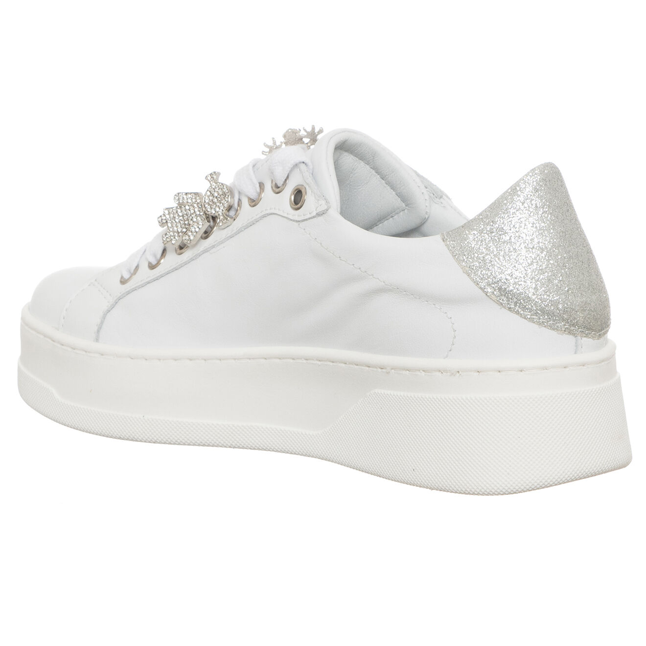 Loretta Pettinari Sneakers en Cuir Onna blanc/argenté