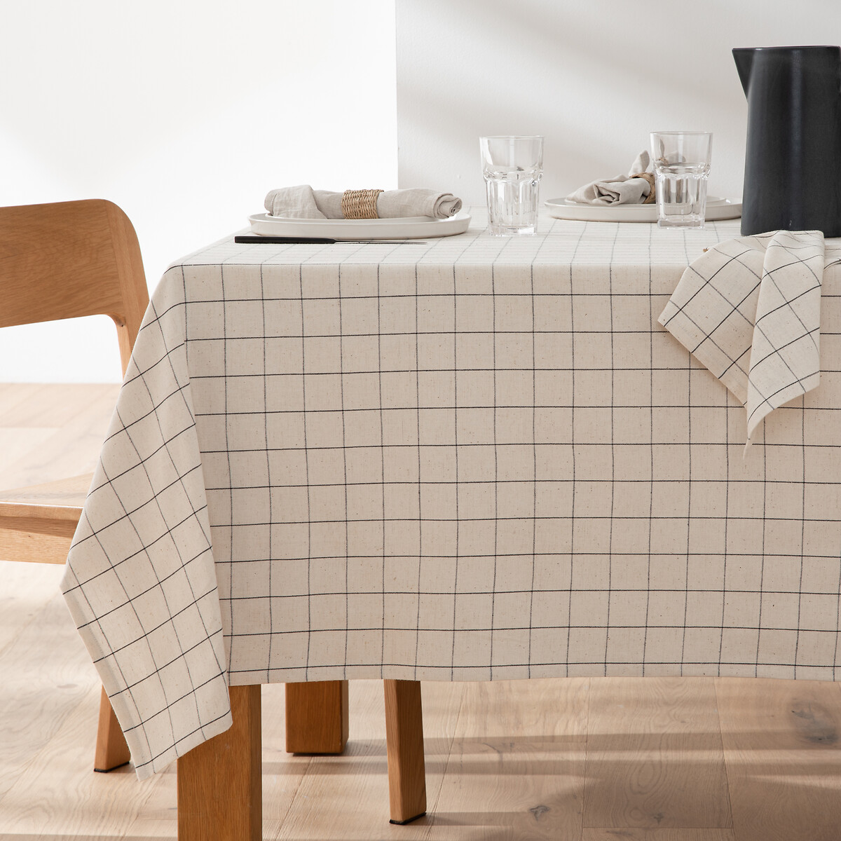 LA REDOUTE INTERIEURS<br>Toalha de mesa xadrez em algodão/linho tingido e tecido Tissala