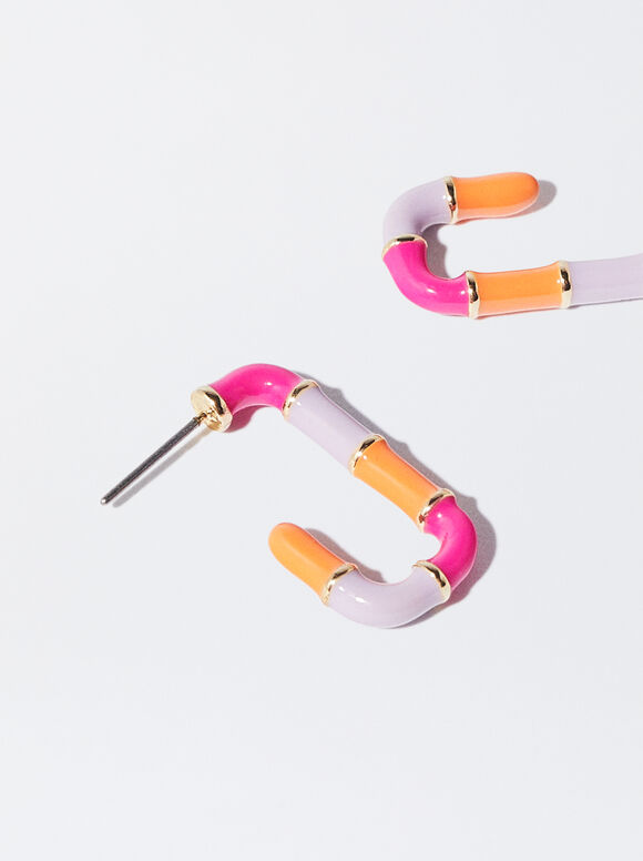 Brincos de argola esmaltados - Multicoloridos