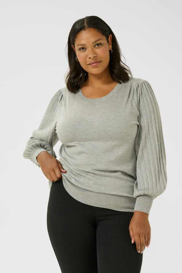 Kaffe Curve KCloni Knit Pullover Grey melange