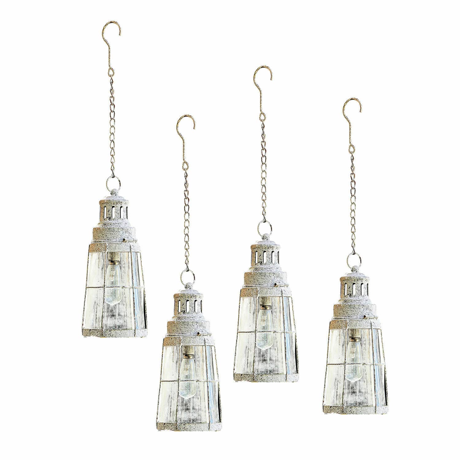 LED-Laterne 4er Set Ligrette antikweiß