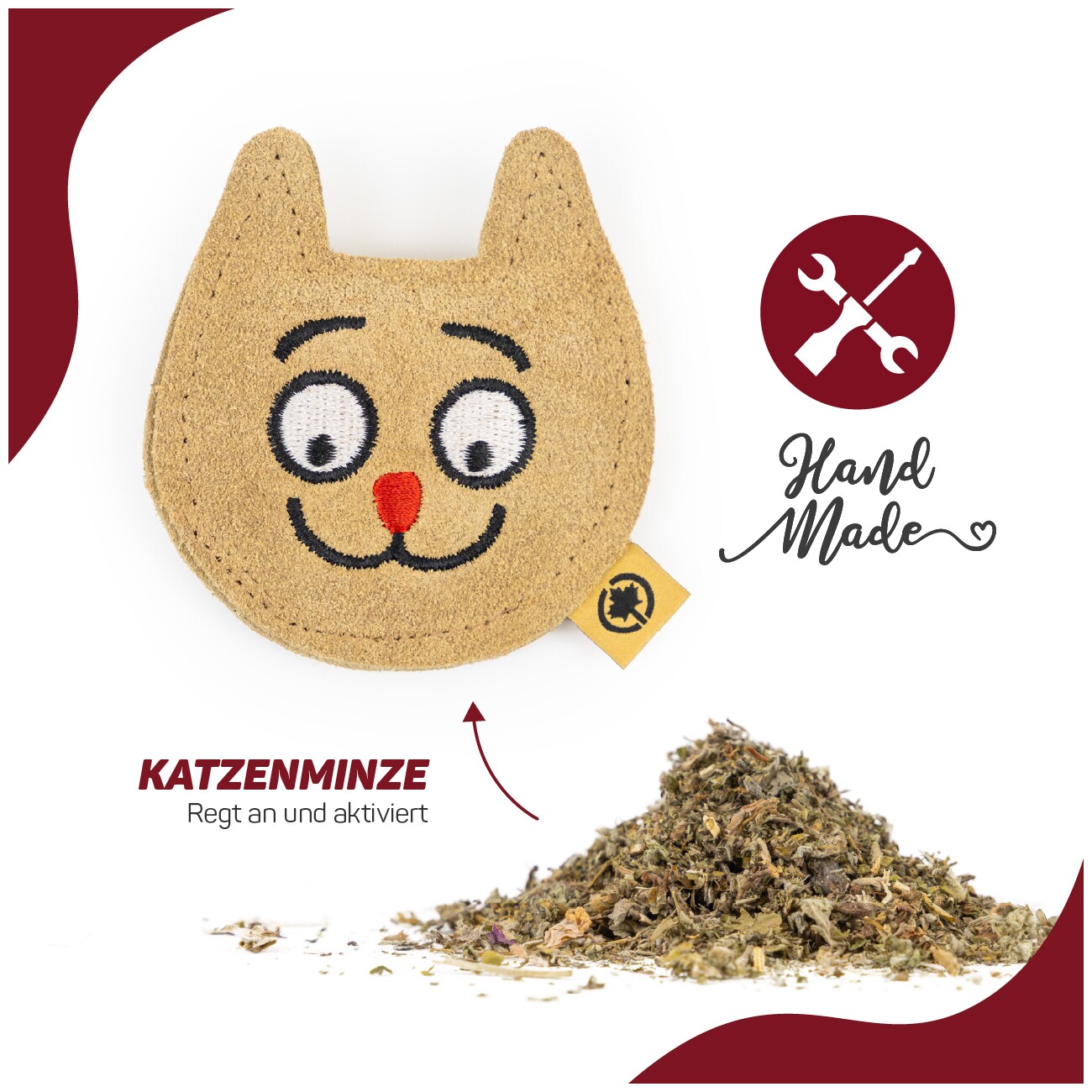 Canadian Cat Company Duftkissen aus Leder | Katzenminze | Katzenkopf