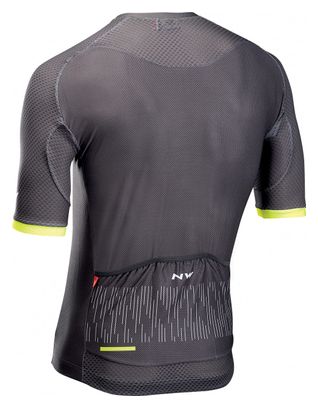 Maillot Manches Courtes Northwave Storm Air Jersey Gris Foncé / Jaune Fluo