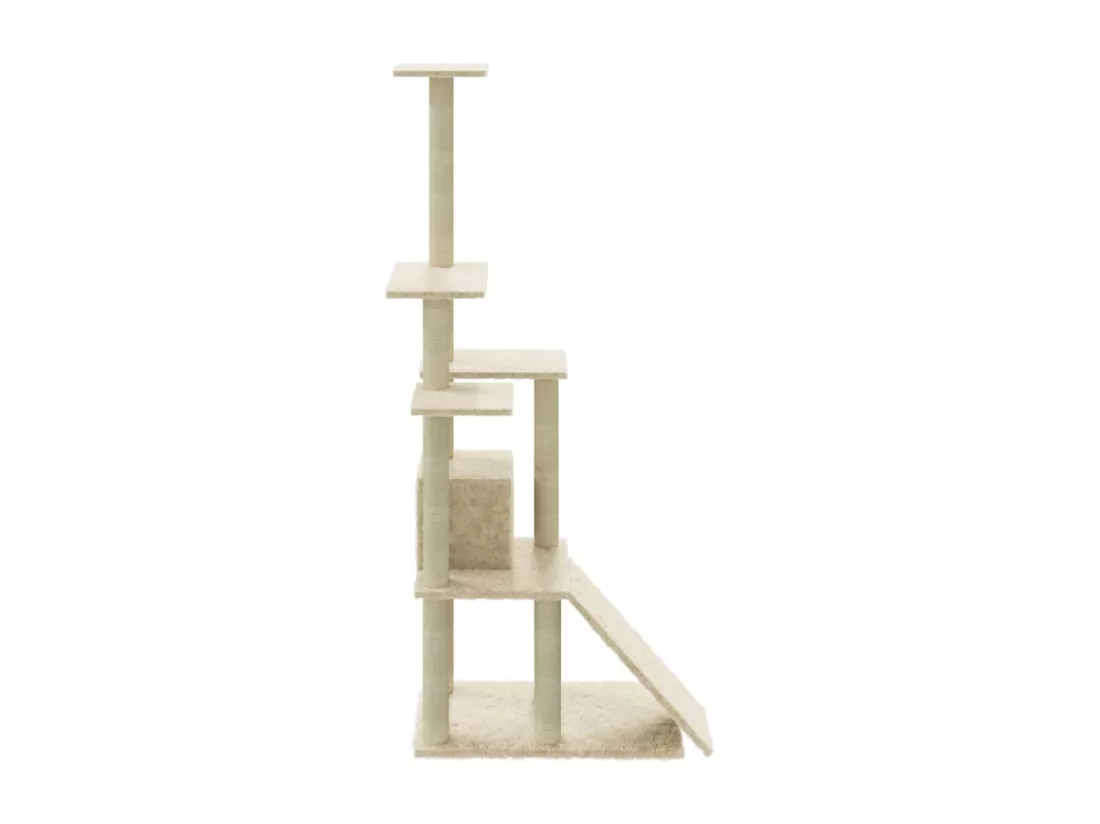 Arbre à chat avec griffoirs en sisal Crème 155 cm