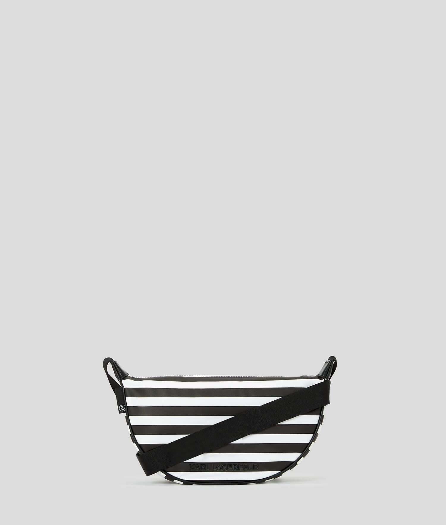 PETIT SAC DEMI-LUNE EN NYLON IKON - Petite rayure Noir-Blanc