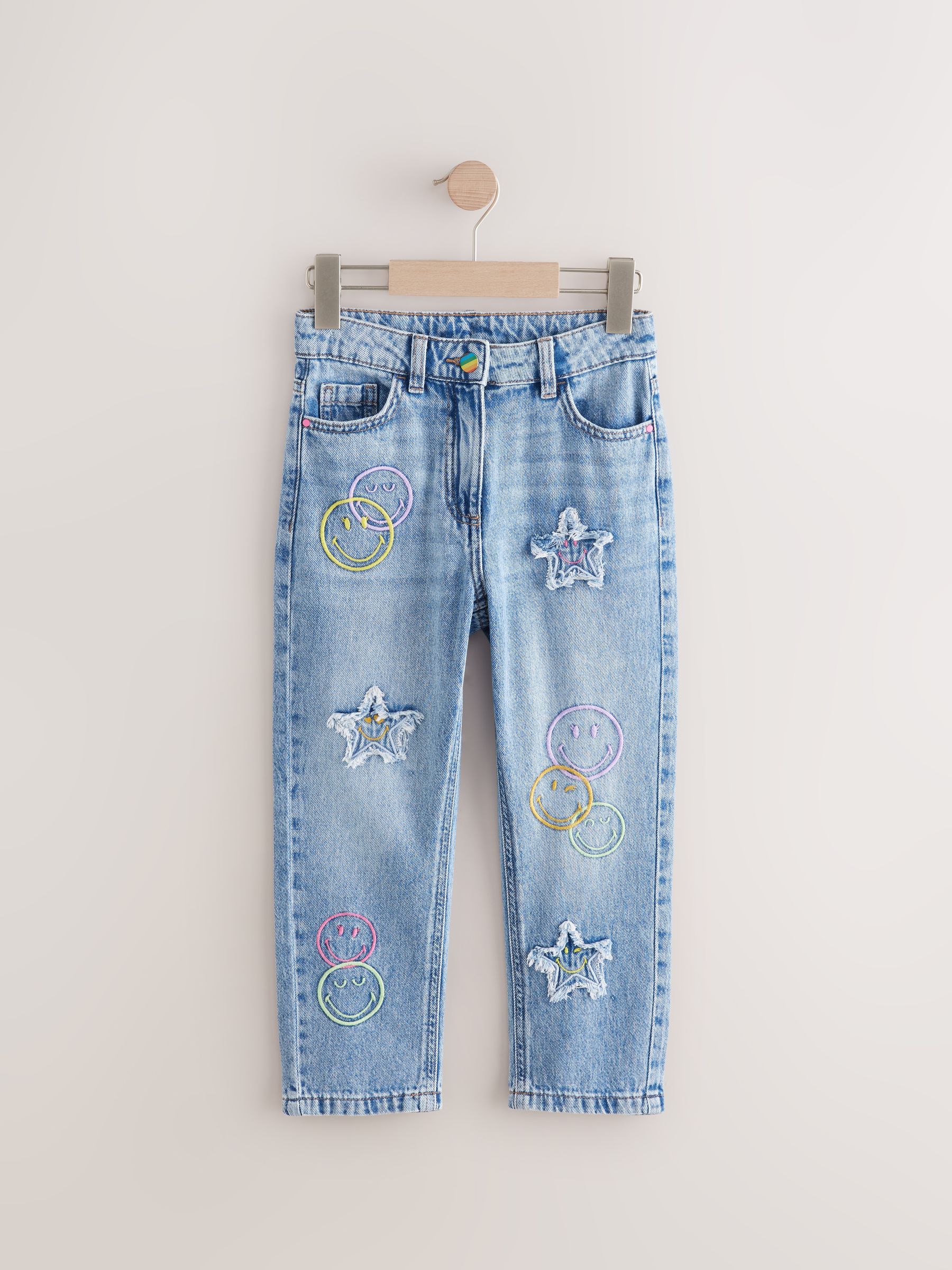 Normaal blauw - SmileyWorld® 100% katoenen mom jeans (3-16jaar)