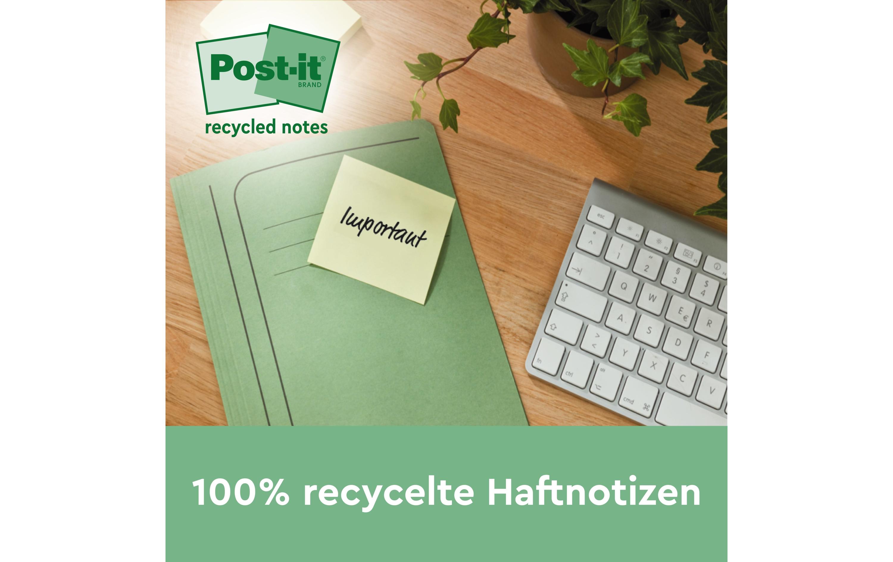 Notizzettel Super Sticky Recycling, Gelb, 3 BlöckeNotizblöcke für alle Gelegenheiten