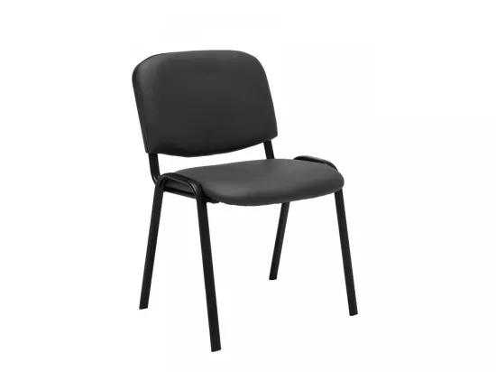 Lot de 6 Chaise de conférence - Similicuir & Métal noir mat - Gris - Ken