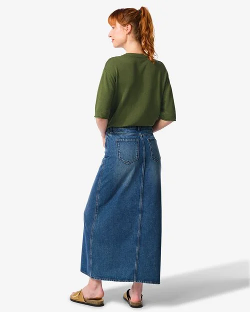jupe femme denim extra longue  bleu moyen