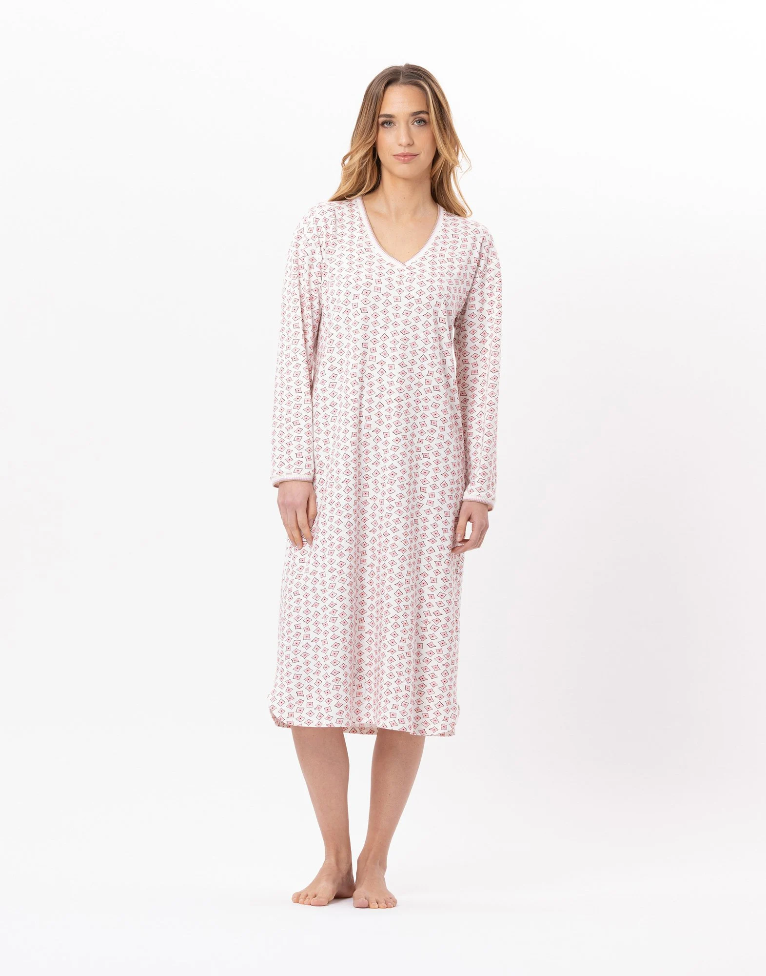 AURORE 811 - Chemise de nuit longue en jersey | Multicolore