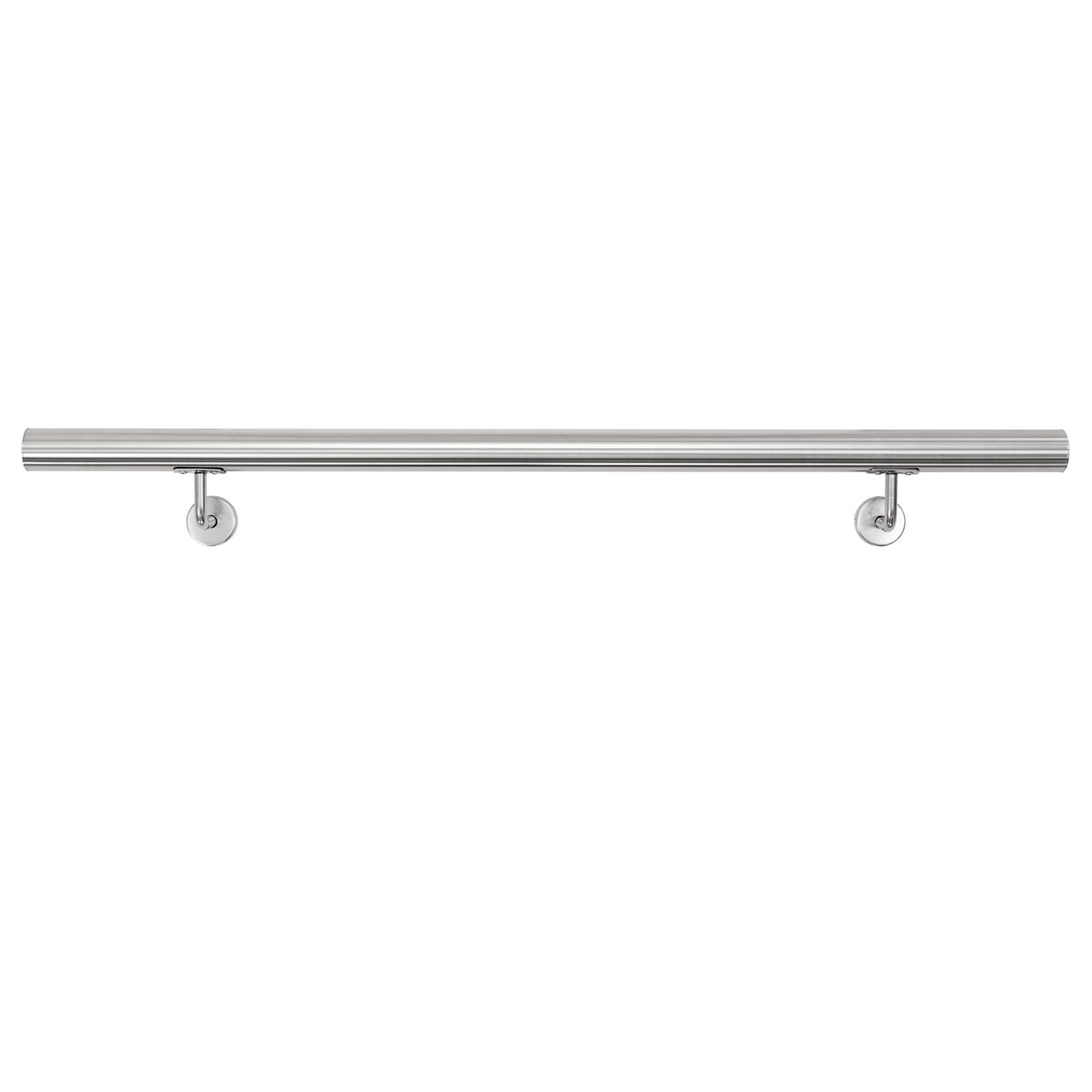 ECD Germany RVS V2A leuning 100cm, rond Ø42mm, roestvrij, geborsteld, binnen/buiten, incl. muurbeugel, RVS leuning, wandleuning, trapleuning, leuning, trap, muurbeugel, steunbeugel