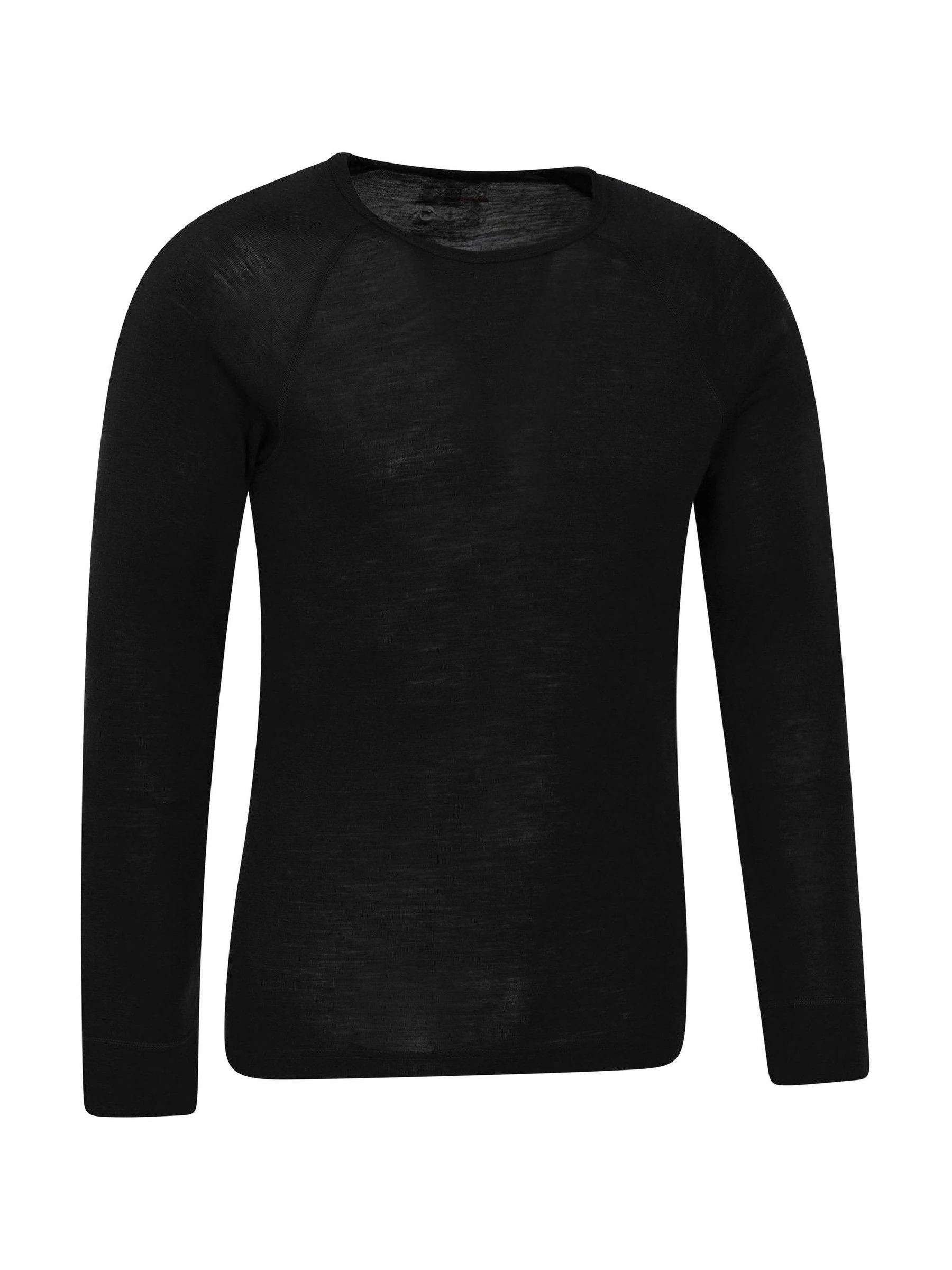 Zwart - Mountain Warehouse - Thermische merinowollen herentop met ronde hals