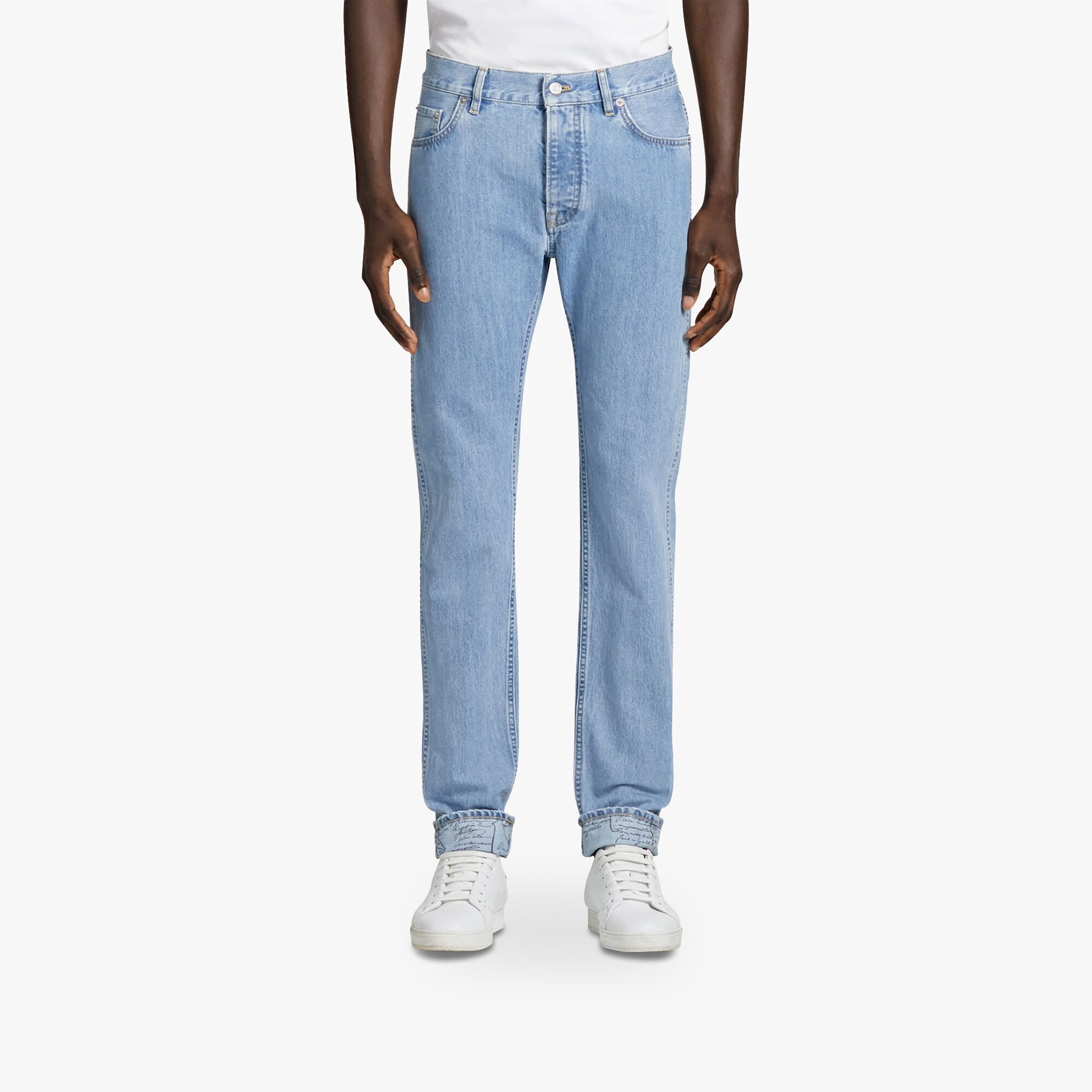 Pantalon En Denim avec Imprime Scritto