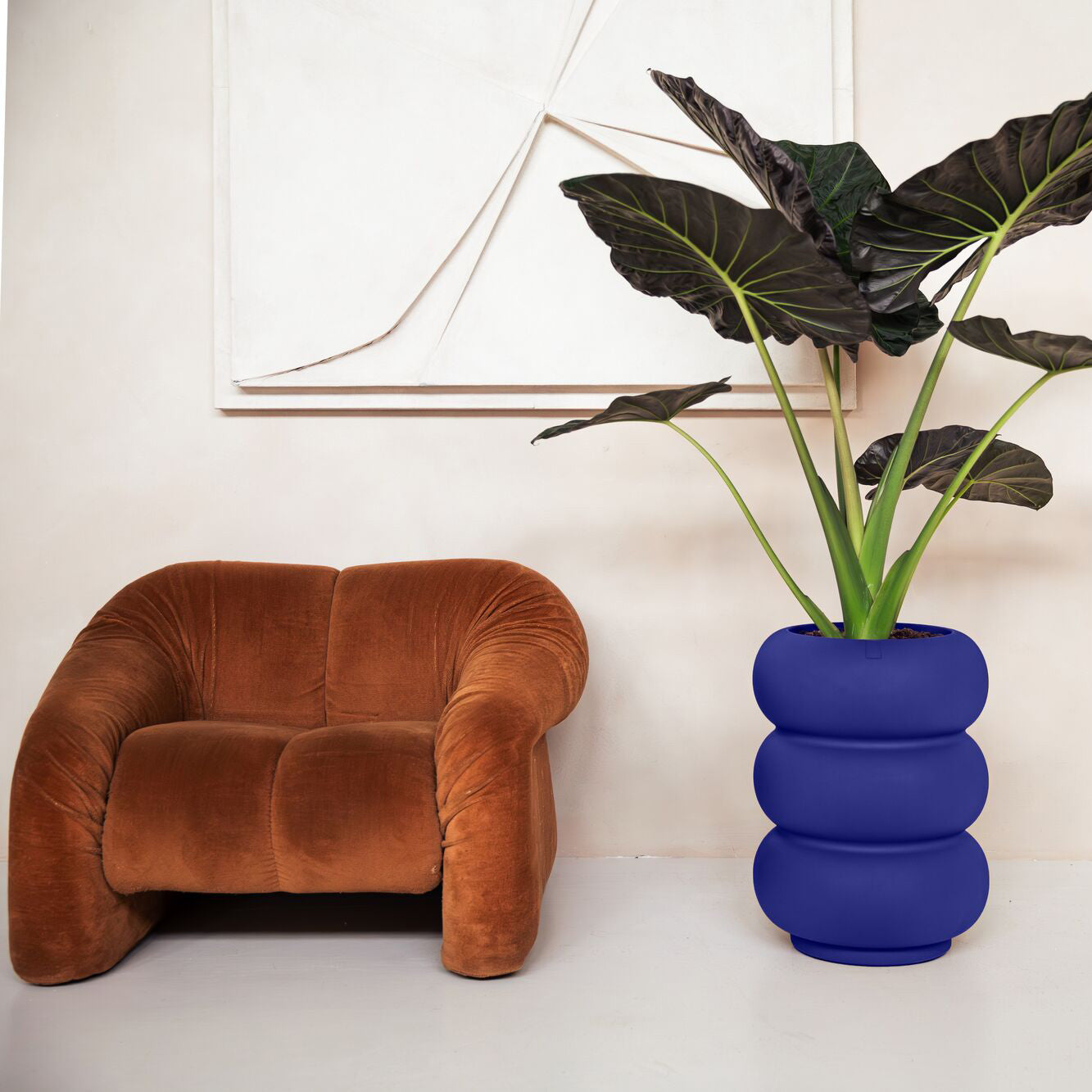 Elho Amber Roll High 43 - Royal blue - Ã 43 x H 58 cm - Binnen en Buiten - 100% gerecycled kunststof