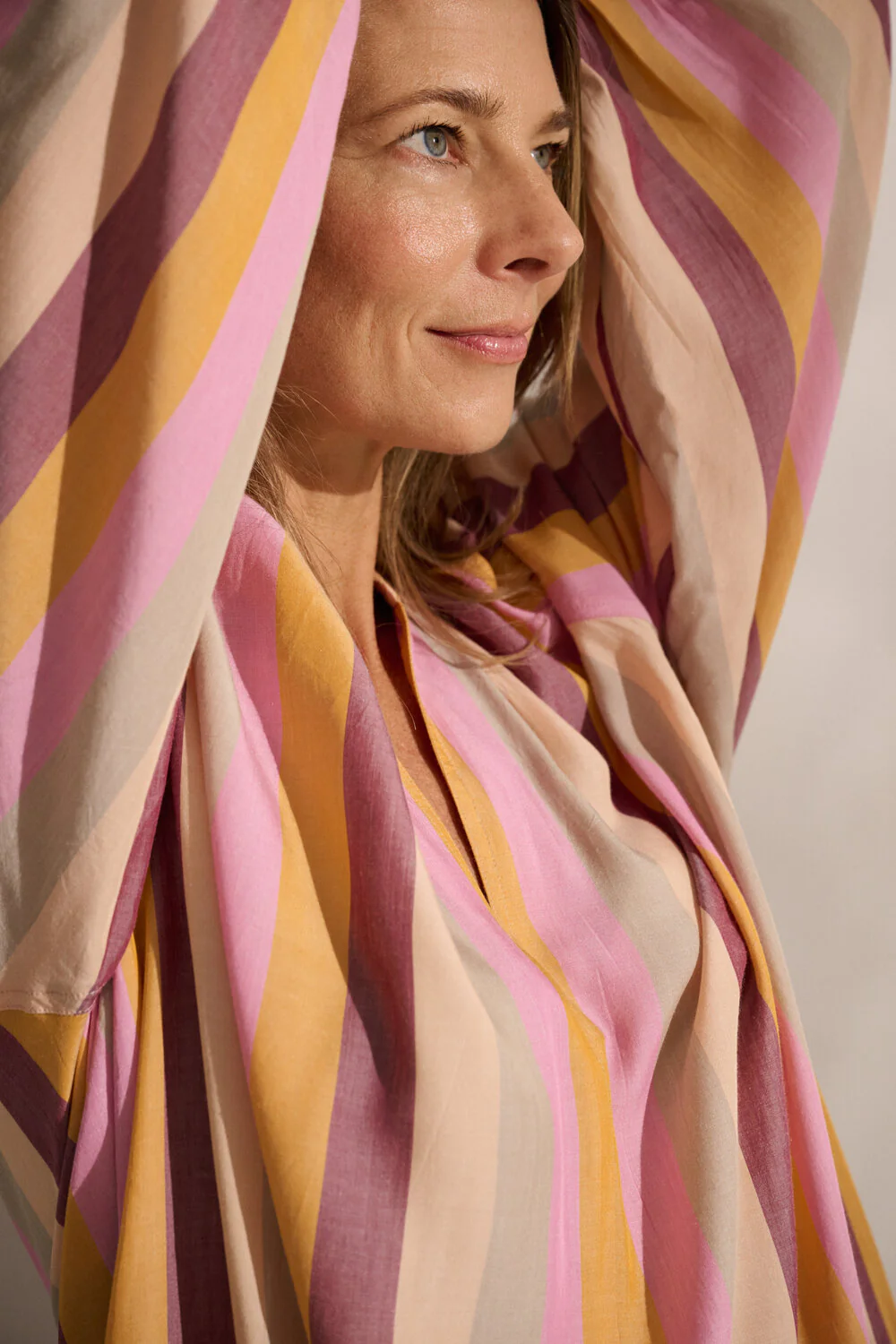 Moshi Moshi Mind  Sun silky stripe kaftan - Rose Stripe